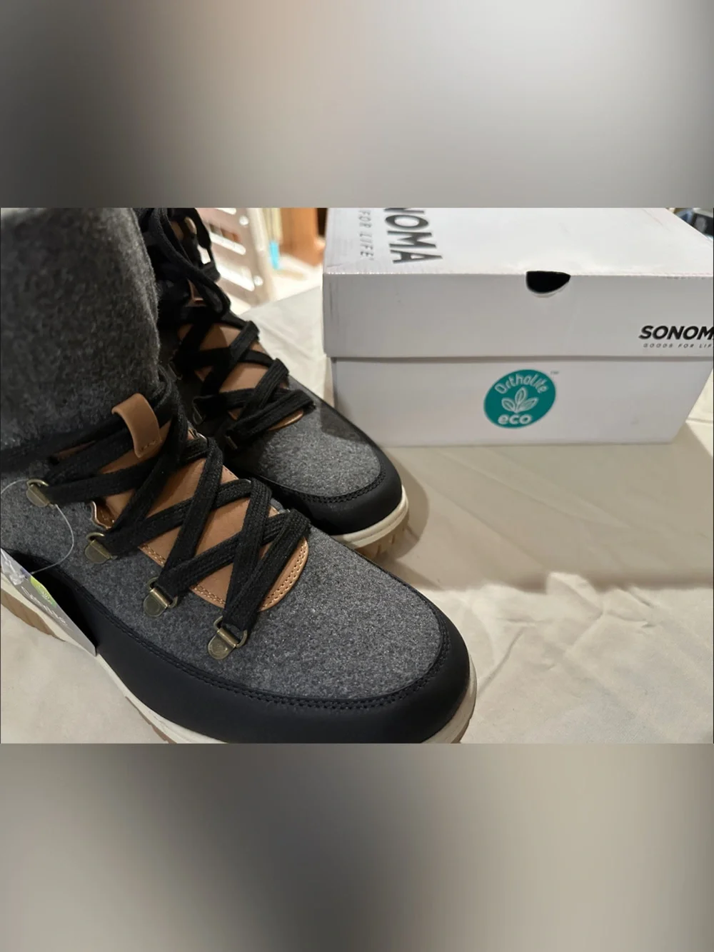 Sonoma Gray, Black & Tan Mixed-Material Hiking Boots